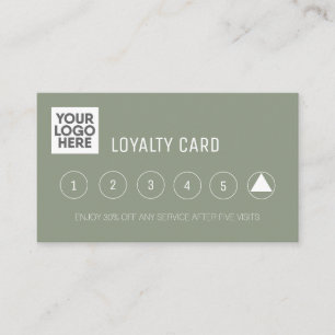 Company Business Add Logo Professional Sage Green Loyalty Card