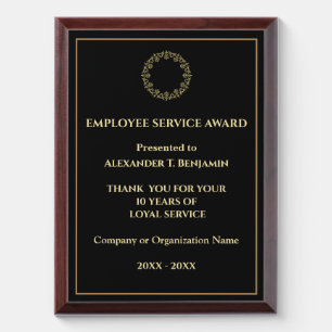 Company Business Gold Employee Service Award Plaque