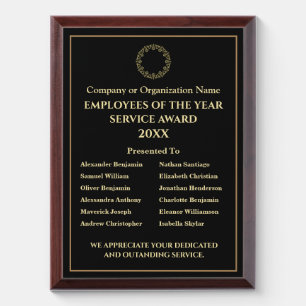 Company Business Gold Employees Service Award Plaque