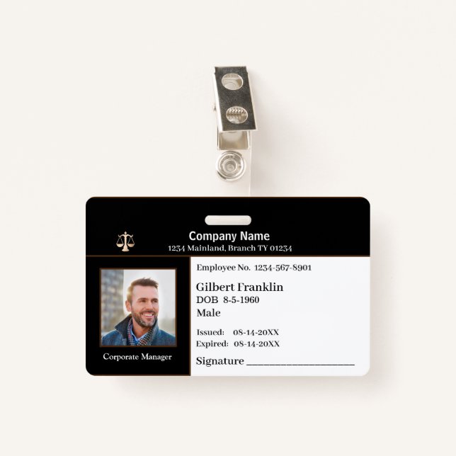 Company Business ID Identification Logo Custom  Badge (Front with Clip)