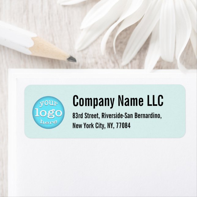 Company Business Logo Aqua Blue Return Address Label (Insitu)
