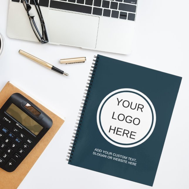 Company Business  Logo Modern Navy Blue Marketing Notebook (Creator Uploaded)