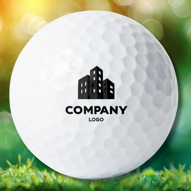Company Business Logo Name Employee Minimalist  Golf Balls (Creator Uploaded)