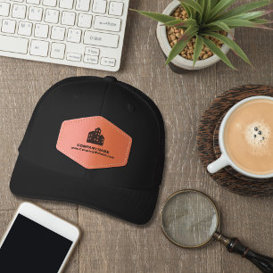 Company Business Logo Name Employee Minimalist Leather Patch Hat