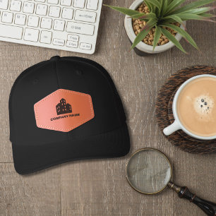 Company Business Logo Name Employee Minimalist Leather Patch Hat