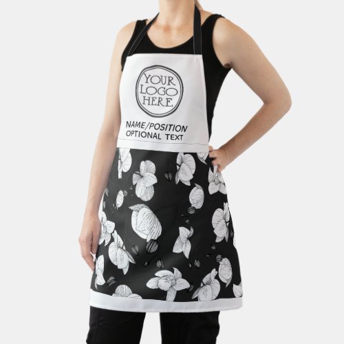 Company business logo promotional orchid black apron