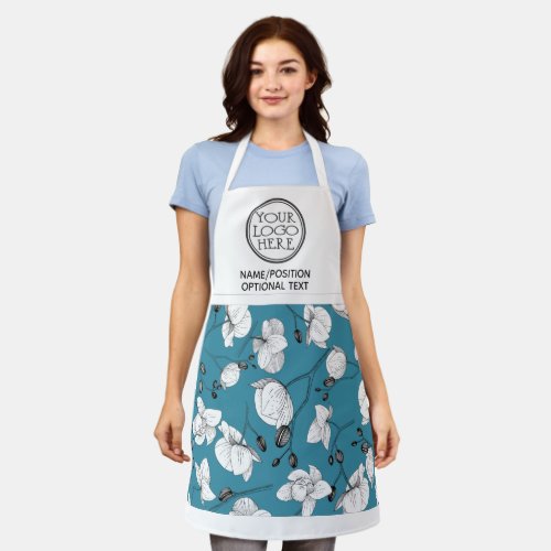Company business logo promotional orchid turquoise apron