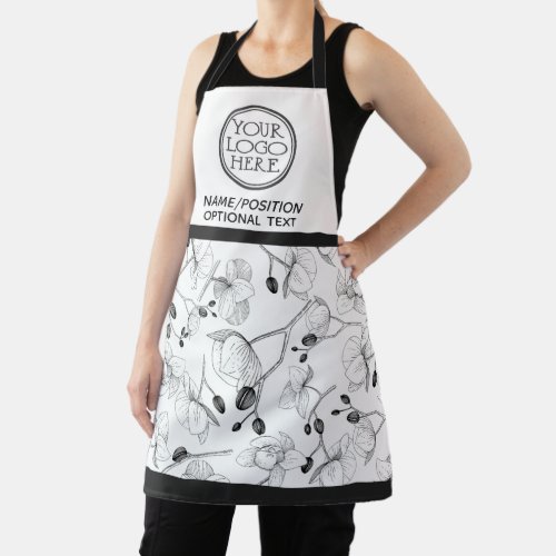 Company business logo promotional white orchids apron