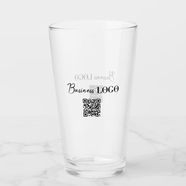 Company Business Logo & QR Code Glass (Front)