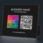 Company Business Logo QR Code Template Horizontal Plaque<br><div class="desc">Upload Your Business Company Logo Here QR Code Add Text Elegant Modern Custom Template 8x10 Horizontal Tabletop Plaque with Easel.</div>