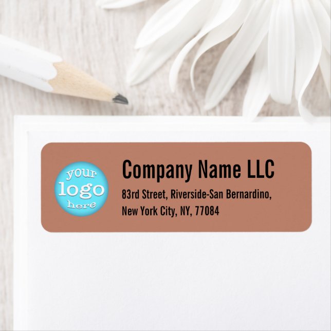 Company Business Logo Terracotta Return Address Label (Insitu)