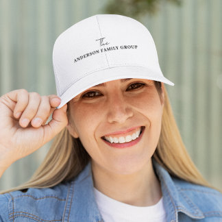 Company Business Name Branding Black Script Trucker Hat