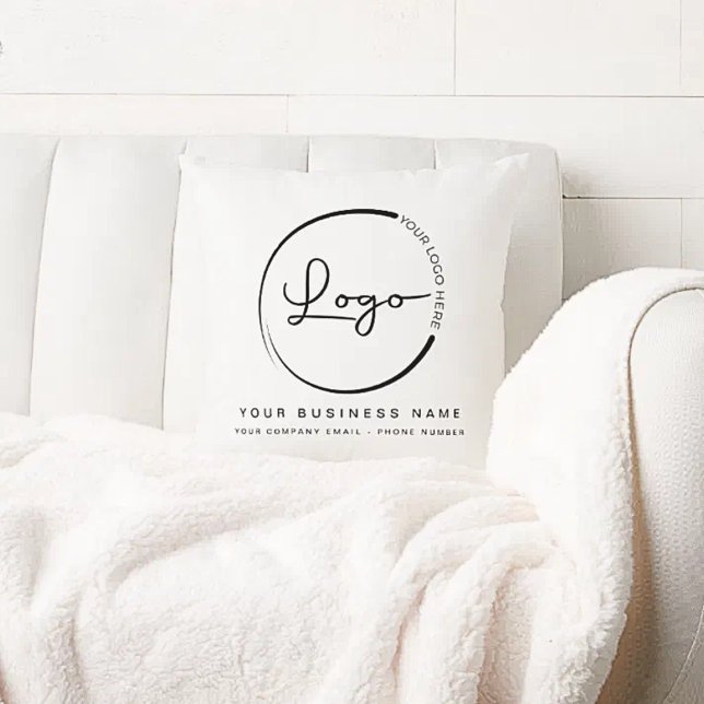 Company Business Name Logo Promotional Throw Pillow (Creator Uploaded)