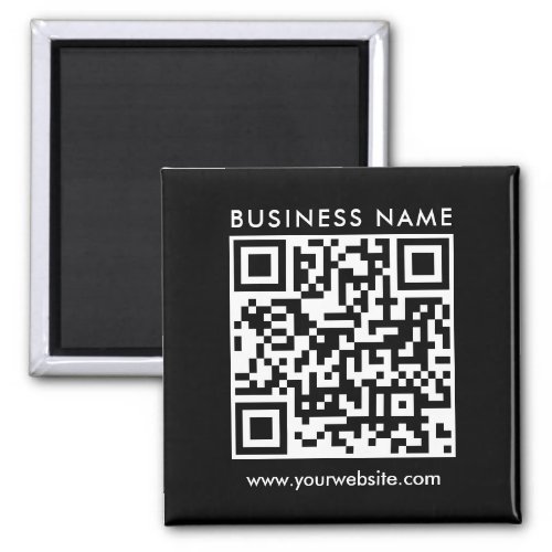 Company Business QR Code Logo Text Black Square Magnet