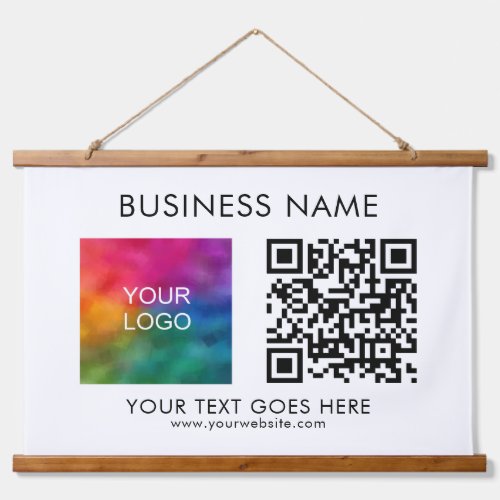 Company Business QR Code Logo Text Customers Hanging Tapestry