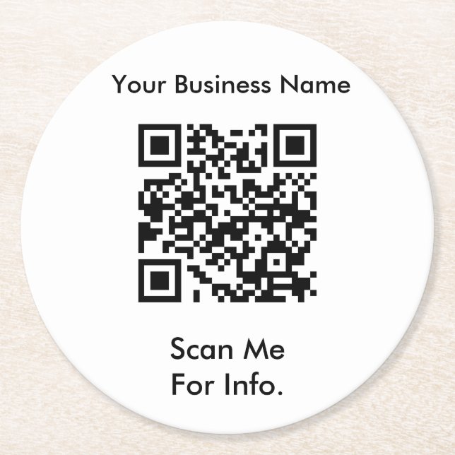 Company Business QR Code Round Paper Coaster (Front)