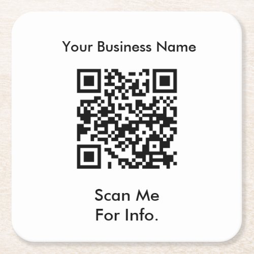 Company Business QR Code  Square Paper Coaster