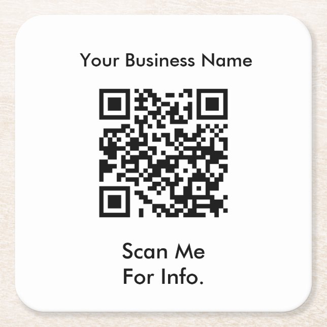 Company Business QR Code  Square Paper Coaster (Front)