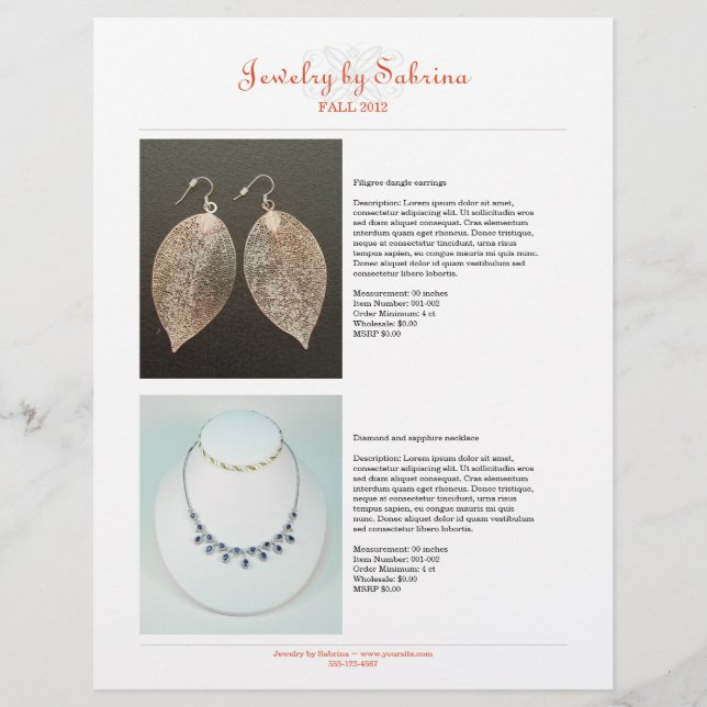 Company catalog 4 product sale line sheet template (Front)