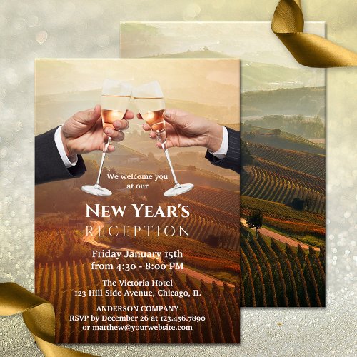 Company Champagne New Years Open House Reception Invitation