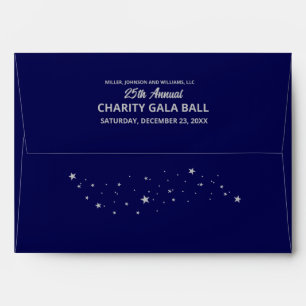 Company Charity Gala Ball Elegant Blue Silver Envelope