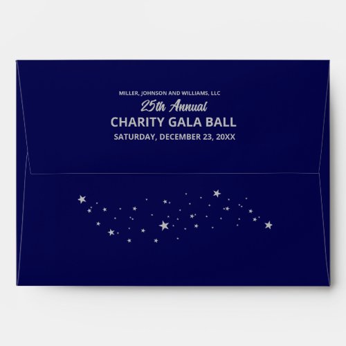 Company Charity Gala Ball Elegant Blue Silver Envelope