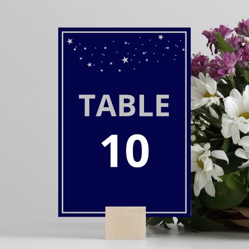 Company Charity Gala Ball Elegant Silver Blue Table Number