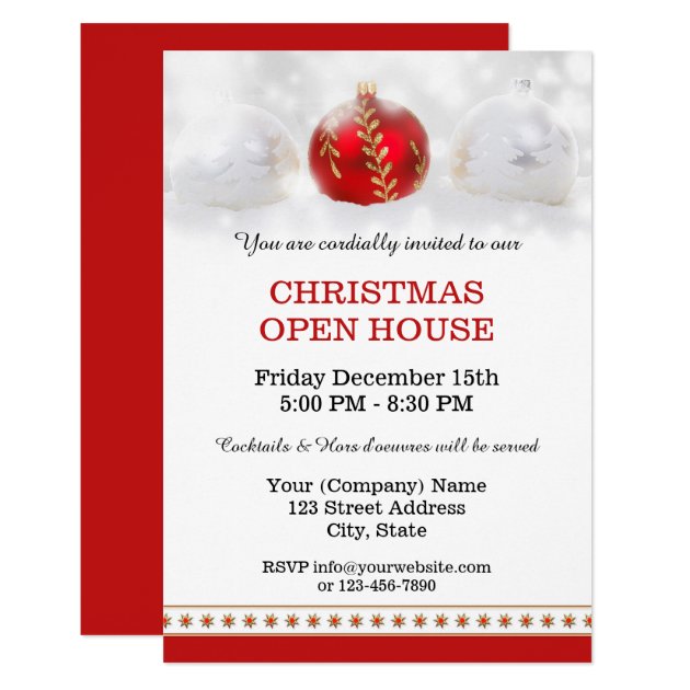 Company Christmas Open House Party Invitation