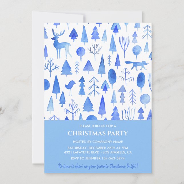 Company Christmas Party Beautiful Watercolor Invitation (Front)