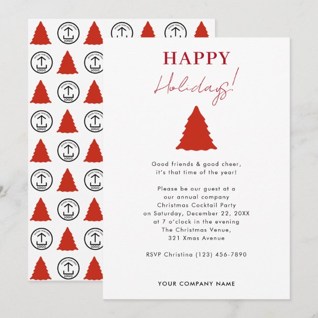 Company Christmas Party Business Logo Invitation (Front/Back)