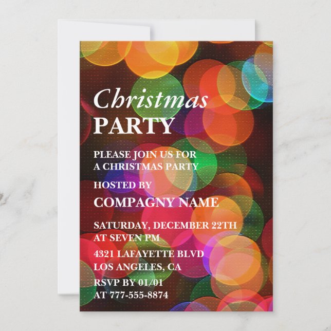 Company Christmas Party  Colorful Confetti Sparkle Invitation (Front)
