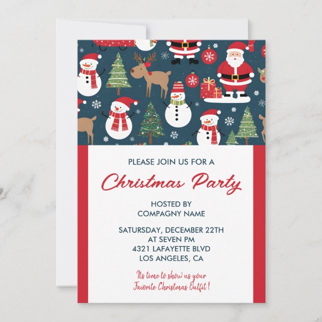 Company Christmas Party  Invitation deer santa (Front)