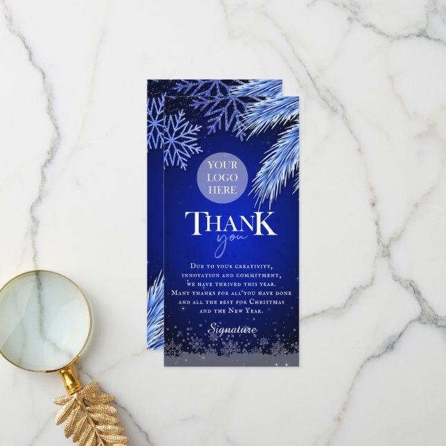 Company Christmas Party Logo Personalized Thank You Card (Front/Back In Situ)