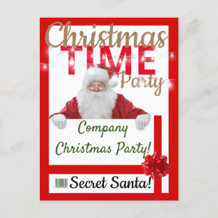 Company Christmas Party red Santa employee gift Invitation Postcard