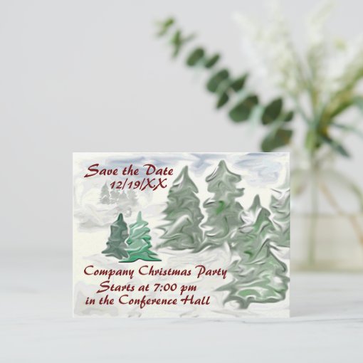 Company Christmas Party Save the Date Artistic Postcard | Zazzle