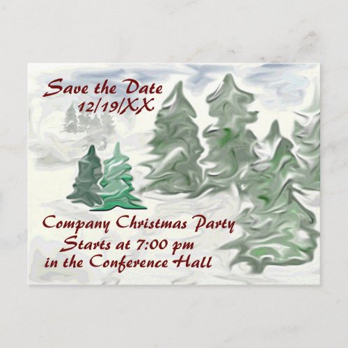 Company Christmas Party Save the Date Artistic Postcard