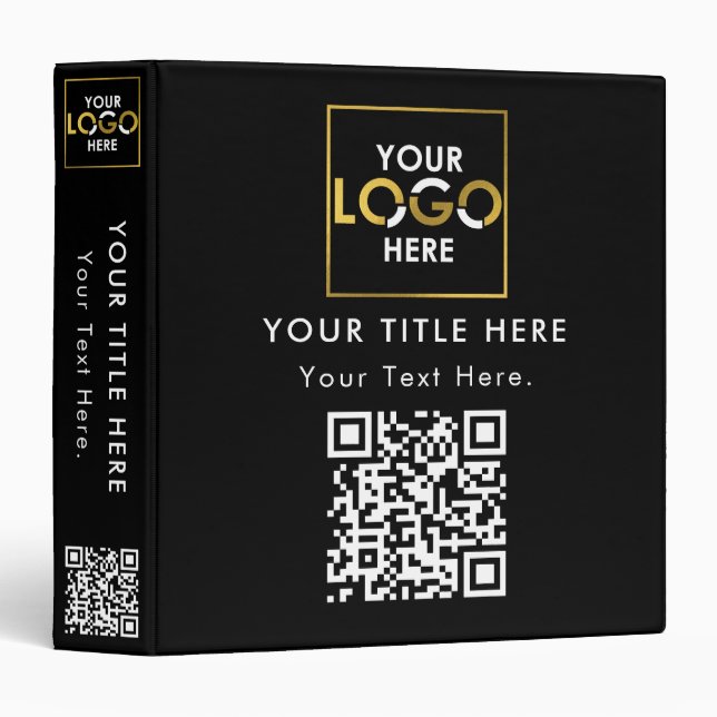 Company Corporate Business Logo QR Code & Text 3 Ring Binder (Front/Spine)
