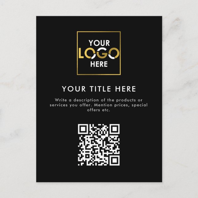 Company Corporate Business Logo QR Code & Text Postcard (Front)