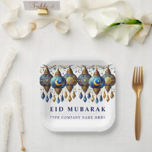 Company Corporate Eid Mubarak Holiday Postcard Paper Plates