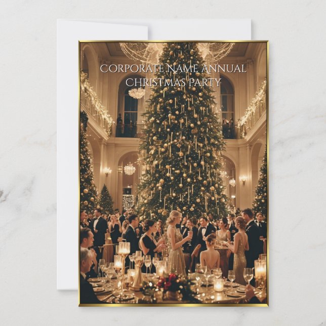 Company Corporation Christmas Holiday Party  Invitation (Front)