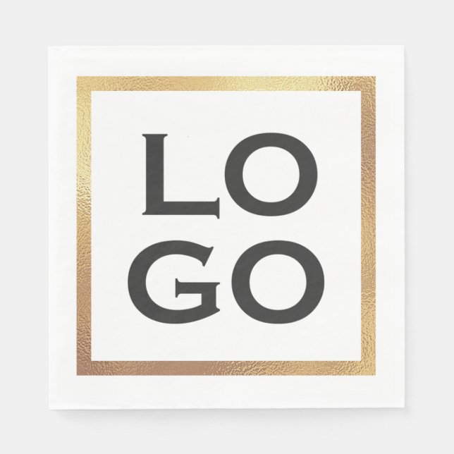 Company Custom Logo with Gold Frame Napkins (Front)