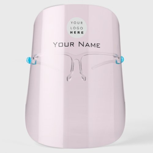 Company Custom Name Logo Minimalism Pink Face Shield