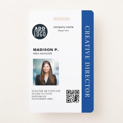 Company Custom QR Code Photo Employee ID Badge