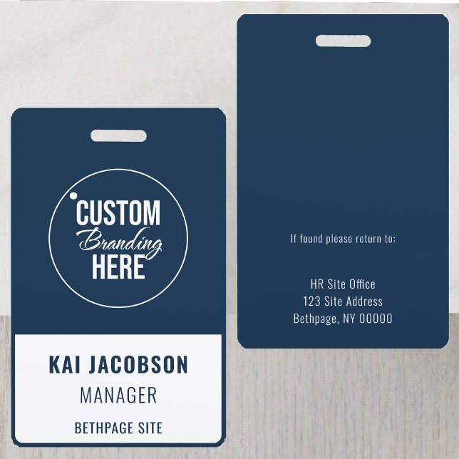 Company Employee Blue Logo Staff ID Badge (logo name badge )