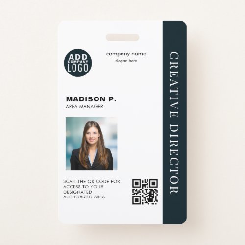 Company Employee ID Custom QR Code Photo Badge