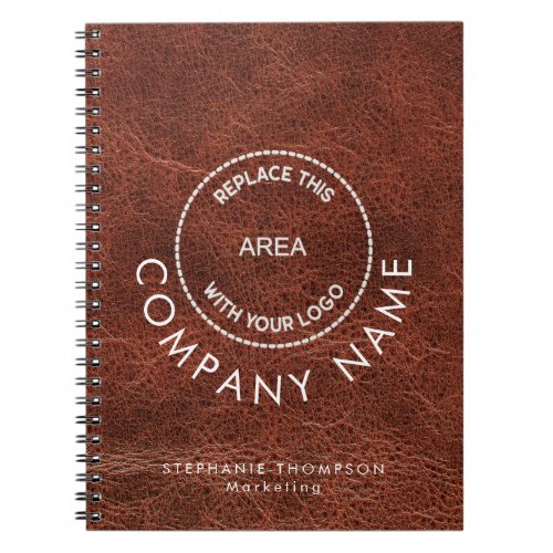 Company Employee Name Logo Brown Faux Leather  Notebook