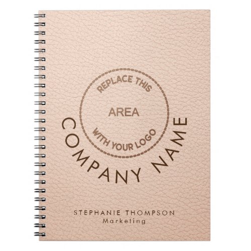 Company Employee Name Logo Ivory Faux Leather  Notebook