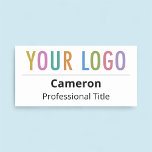 Company Employee Name Tag Business Logo Magnetic<br><div class="desc">Easily personalize this classic name tag with your business logo, employee name, job title, or other custom text. It's available with a magnetic back fastener (do not use with pacemakers) or with a safety pin back. Available in white and other colors (all colors are customizable). Available in other shapes. The...</div>