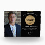 Company Employee of the Month Photo Gold Black Acrylic Award<br><div class="desc">Celebrate excellence and hard work with this Employee of the Month Custom Award Plaque — a modern, elegant way to recognize outstanding contributions within your organization. Featuring a sophisticated black background with a faux gold glitter seal, this plaque is designed to make your appreciation shine. Personalize it with the recipient’s...</div>