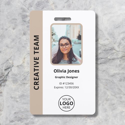 Company Employee Photo ID Beige Badge